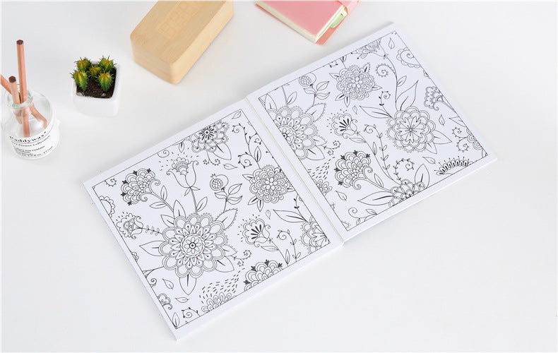 12 lápis de cor + 128 páginas Zen Mandalas Livro de colorir para adultos e crianças Alivia o estresse Mata o tempo Jardim secreto Livro de arte