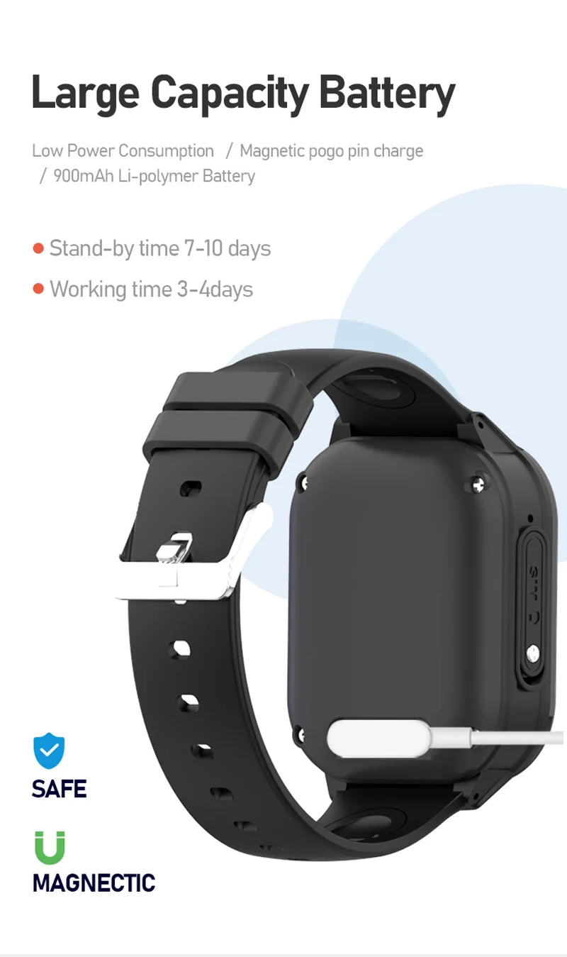 Relógio inteligente infantil Wonlex 4G SOS GPS WiFi Relógio de pulso Whatsapp KT19Pro Android 8.1 com câmera de chamada de vídeo Monitor Smartwatch infantil