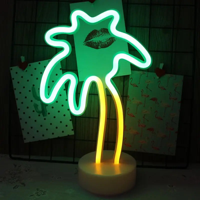 Luz de neon LED USB para letreiro, lâmpada noturna de flamingo para festas de Natal, decoração de casamento, presente para casa, luz de neon em forma de coração