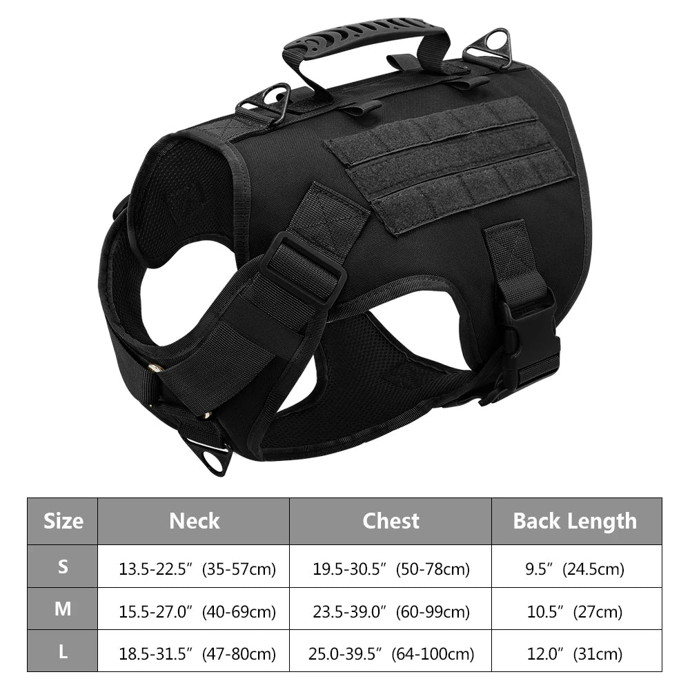 Arnês tático para cães, ajustável, sem puxar, para treinamento militar de animais de estimação, colete Molle com alça para cães de médio e grande porte, para caminhadas ao ar livre