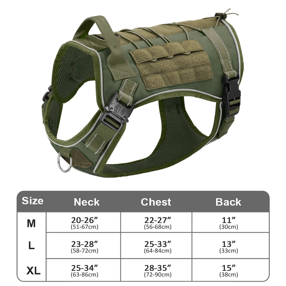 Arnês tático para cães, ajustável, sem puxar, para treinamento militar de animais de estimação, colete Molle com alça para cães de médio e grande porte, para caminhadas ao ar livre