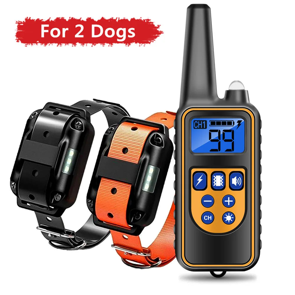 Coleira elétrica para treinamento de cães, antilatidos, à prova d'água, recarregável, controle remoto para animais de estimação, para todos os tamanhos, choque, vibração, som