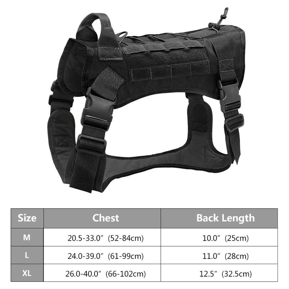Arnês tático para cães, ajustável, sem puxar, para treinamento militar de animais de estimação, colete Molle com alça para cães de médio e grande porte, para caminhadas ao ar livre