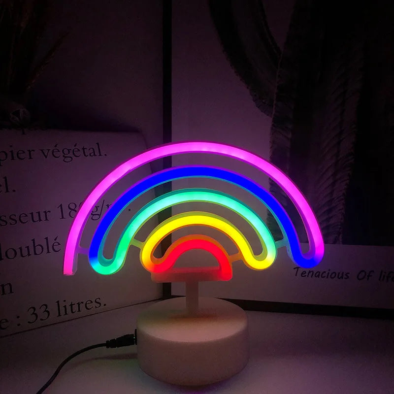 Luz de neon LED USB para letreiro, lâmpada noturna de flamingo para festas de Natal, decoração de casamento, presente para casa, luz de neon em forma de coração
