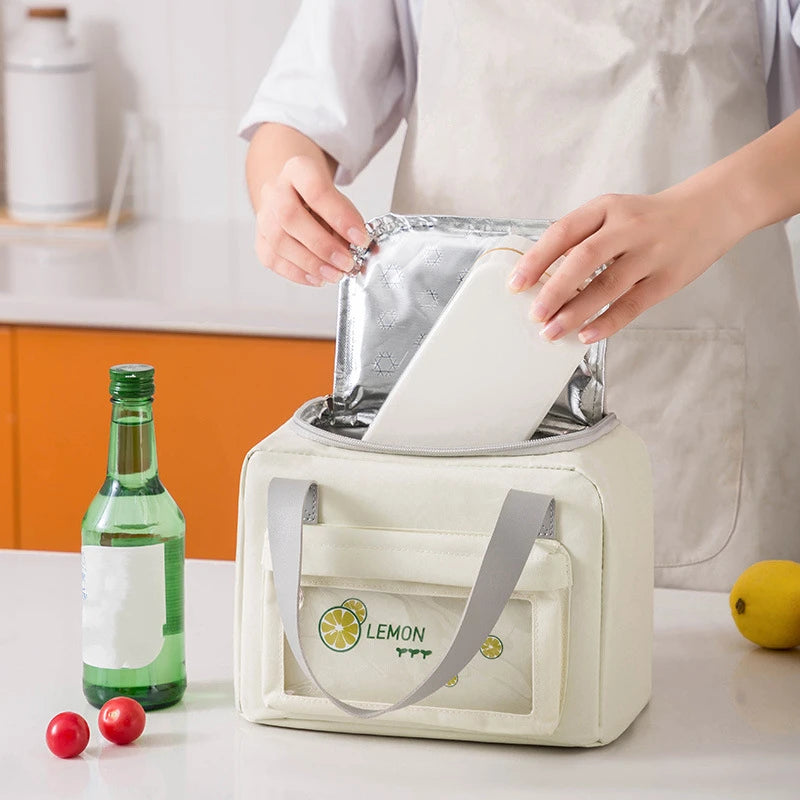 Lancheira térmica à prova d'água com isolamento térmico para mulheres e crianças, bolsa térmica Bento para piquenique ao ar livre, recipiente para armazenamento de alimentos