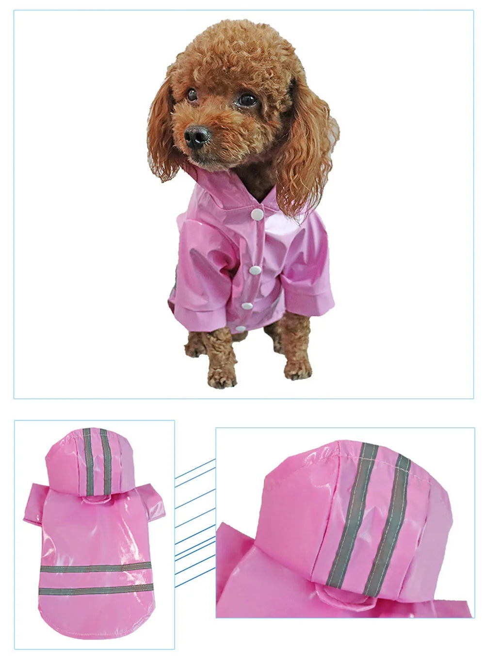 Capa de chuva para cachorro, roupas refletivas para filhotes de estimação, jaqueta de chuva para cachorro pequeno, à prova d'água, yorkshire, poodle, bichon, pomeranian, schnauzer, corgi