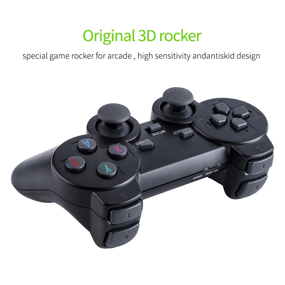 Atualização do console de videogame retrô 2.4G sem fio, console de jogo 4K, 20.000 jogos, 64G, console de jogo portátil Dendy para GBA/FC/PS1/MD