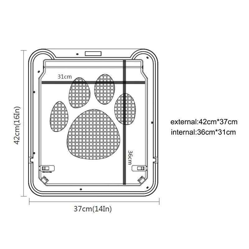 Porta de plástico com trava de 4 vias para animais de estimação, cães grandes, gatos, tela, janela, portão de segurança, túnel para animais de estimação, cerca para cães, porta de acesso livre para casa