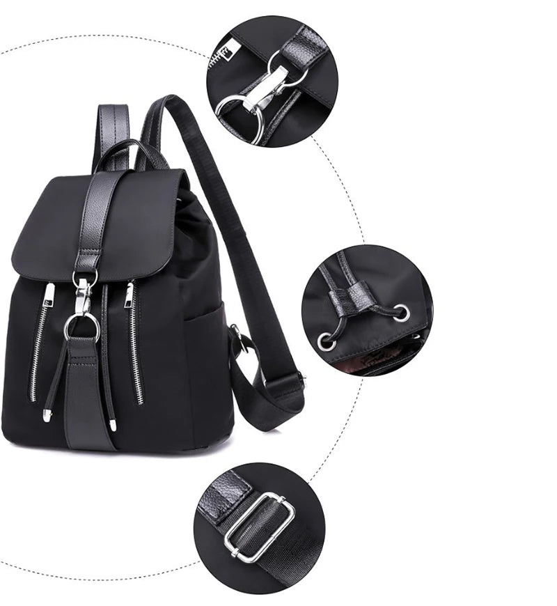 Mochila feminina de designer de alta qualidade em nylon, bolsa feminina fashion, mochila escolar de grande capacidade, bolsa de viagem casual