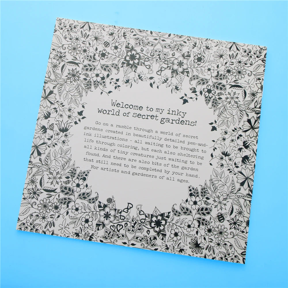Livro de colorir Secret Garden, edição em inglês, com 24 páginas, para crianças e adultos, para aliviar o estresse, matar o tempo, pintar e desenhar