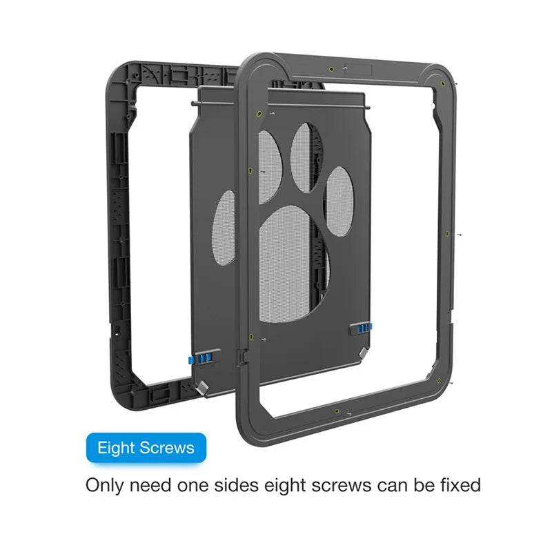Porta de plástico com trava de 4 vias para animais de estimação, cães grandes, gatos, tela, janela, portão de segurança, túnel para animais de estimação, cerca para cães, porta de acesso livre para casa