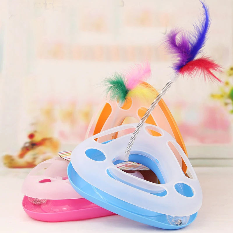 Brinquedo giratório de treinamento para gatos, brinquedo divertido de treinamento, plataforma giratória de penas para gatos, brinquedos interativos para cães pequenos, suprimentos para animais de estimação