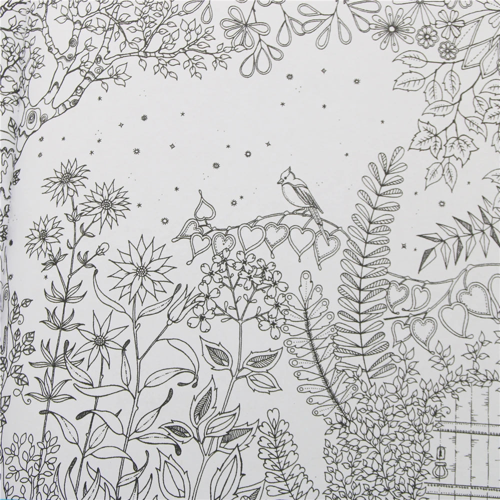 Livro de colorir Secret Garden, edição em inglês, com 24 páginas, para crianças e adultos, para aliviar o estresse, matar o tempo, pintar e desenhar