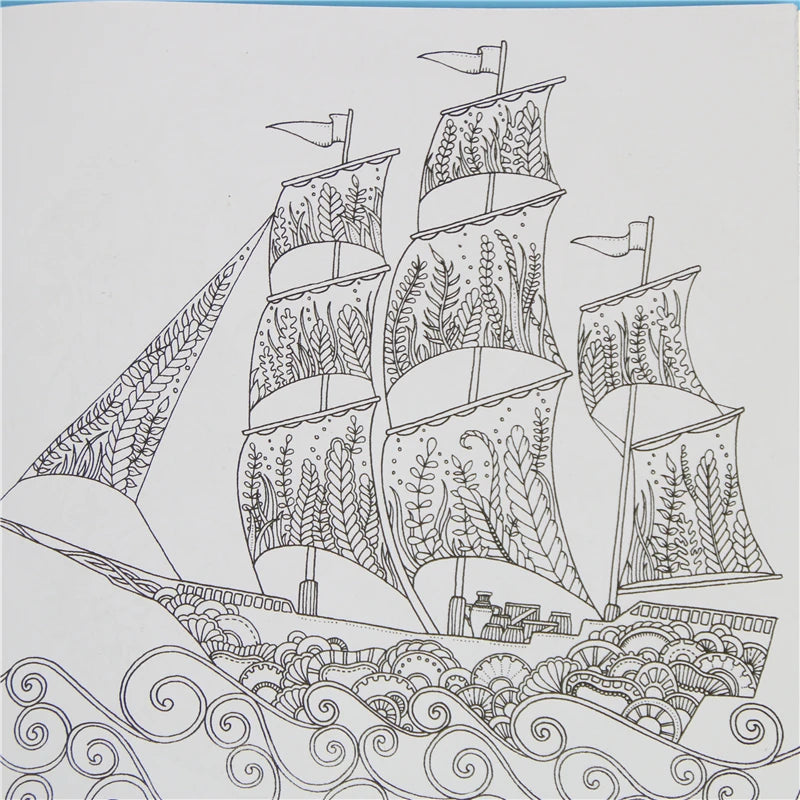 1 peça, 24 páginas, aventura no oceano perdido, livro de colorir para crianças e adultos, alívio do estresse, matar o tempo, pintura, desenho, livro de arte