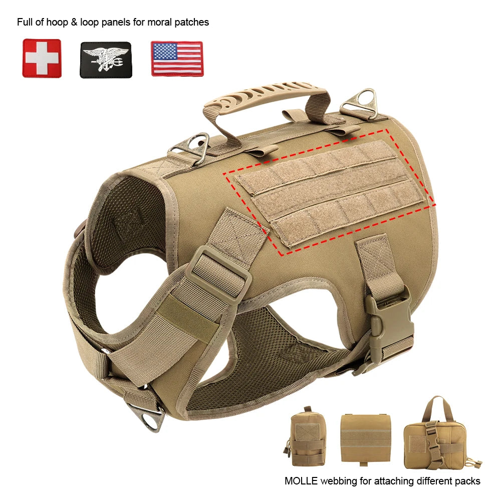 Arnês tático para cães, colete de treinamento militar para cães pastor alemão, colete molle para cães de médio e grande porte