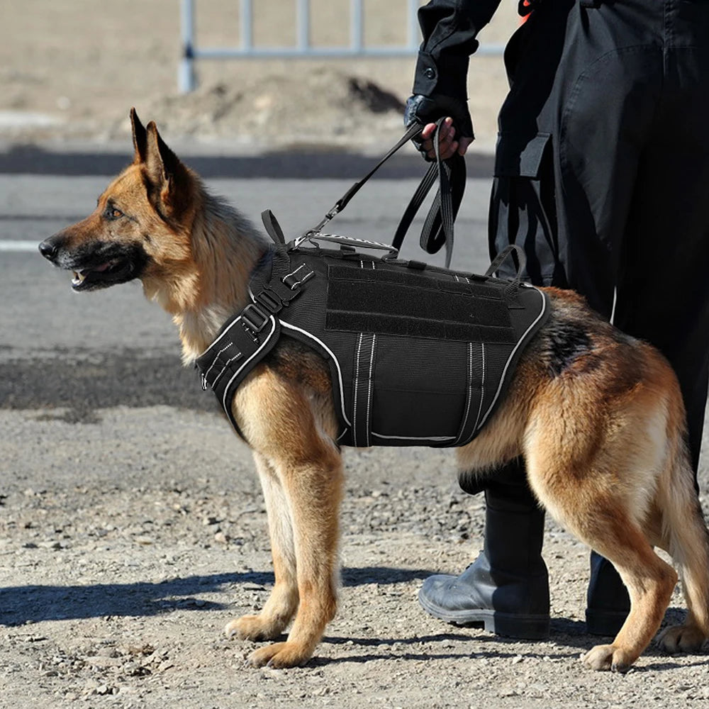 Arnês tático para cães, ajustável, sem puxar, para treinamento militar de animais de estimação, colete Molle com alça para cães de médio e grande porte, para caminhadas ao ar livre