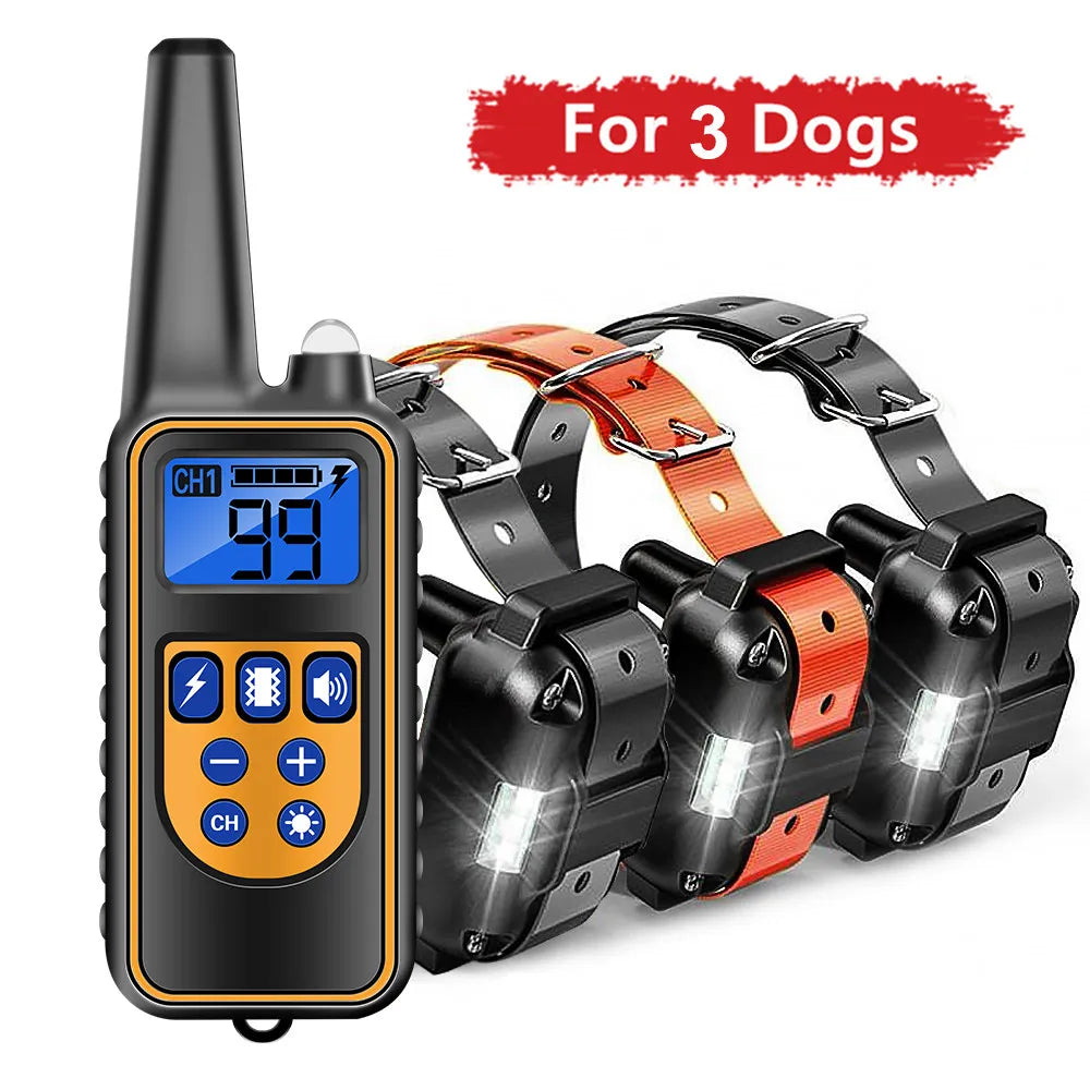 Coleira elétrica para treinamento de cães, antilatidos, à prova d'água, recarregável, controle remoto para animais de estimação, para todos os tamanhos, choque, vibração, som