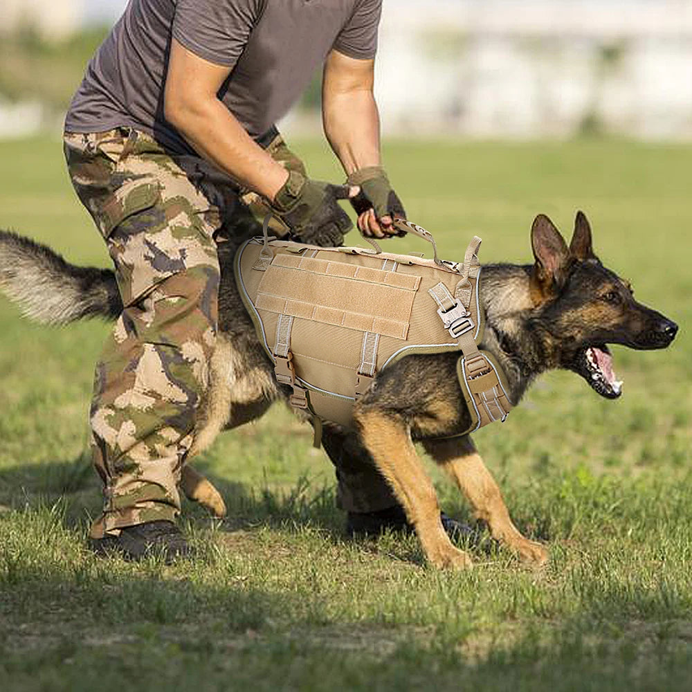 Arnês tático para cães, ajustável, sem puxar, para treinamento militar de animais de estimação, colete Molle com alça para cães de médio e grande porte, para caminhadas ao ar livre