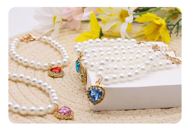Pet Pearl Collar Dog Princess Necklace Cat Jewelry Cute Collar Puppy Accessories Dog Kitten Chain Chihuahua Wedding Jewelry Gift