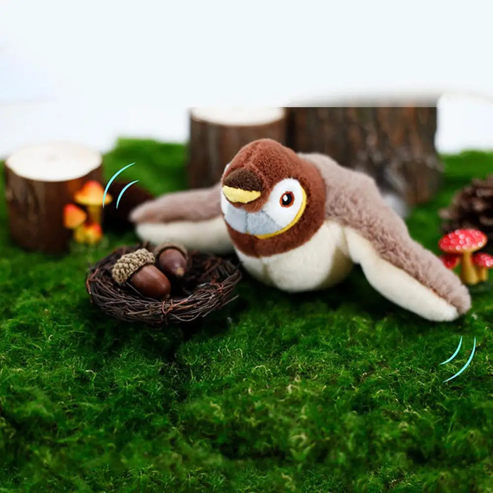 Brinquedo de pássaro cantando para gatos, brinquedo interativo de pássaro simulado, pardal, brinquedo de pássaro voador recarregável por USB para gatos domésticos