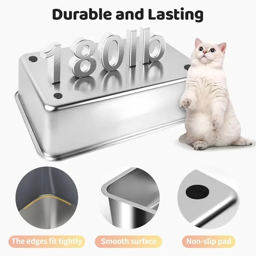 XXL Stainless Steel Enclosed Litter Box with Lid 23.6L x 15.7W x 15.7H for Large Cats High Sided Top Entry Design with Removabl