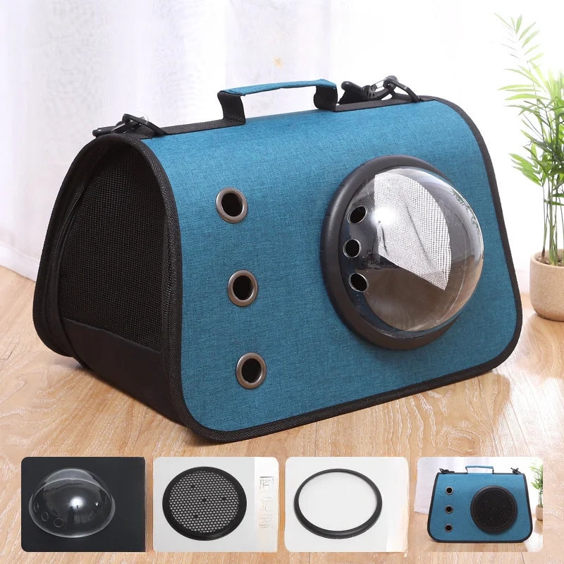 Mochila portátil para animais de estimação para viagens ao ar livre, mochila dobrável transparente para gatos, adequada para cães e gatos, bolsa respirável para viagens