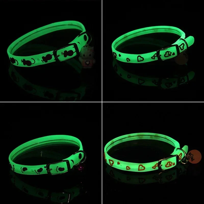 Colar luminoso para gatos, coleira pequena para cães, anti-perda, colar de silicone fluorescente, anel de pescoço, acessórios para animais de estimação