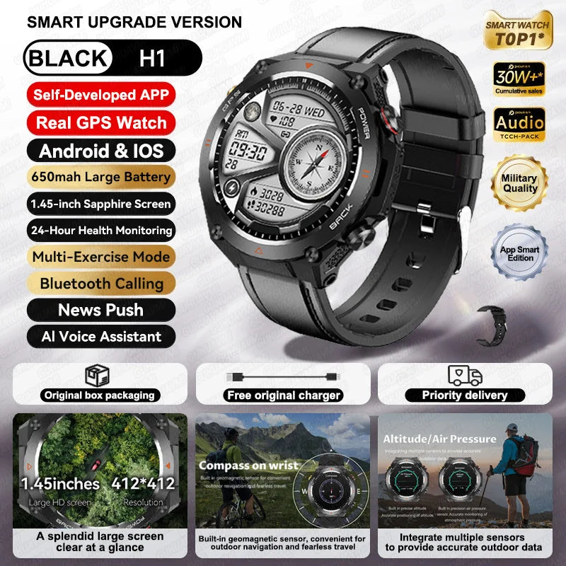 Novo relógio inteligente esportivo Xiaomi com GPS, à prova d'água, rastreador fitness, chamada Bluetooth, bateria de 650 mAh, pulseira feminina, 2025