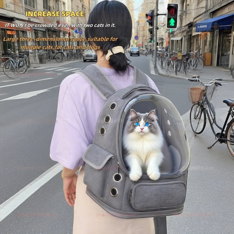 Mochila transparente para transporte de animais de estimação, essencial para viagens ao ar livre, para gatos e cães pequenos, design respirável, suprimentos premium e confortáveis para animais de estimação