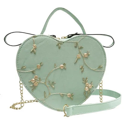 Bolsas redondas de renda doce de couro PU de alta qualidade para mulheres, bolsas crossbody para mulheres 2025, pequena corrente de flores frescas, ombro