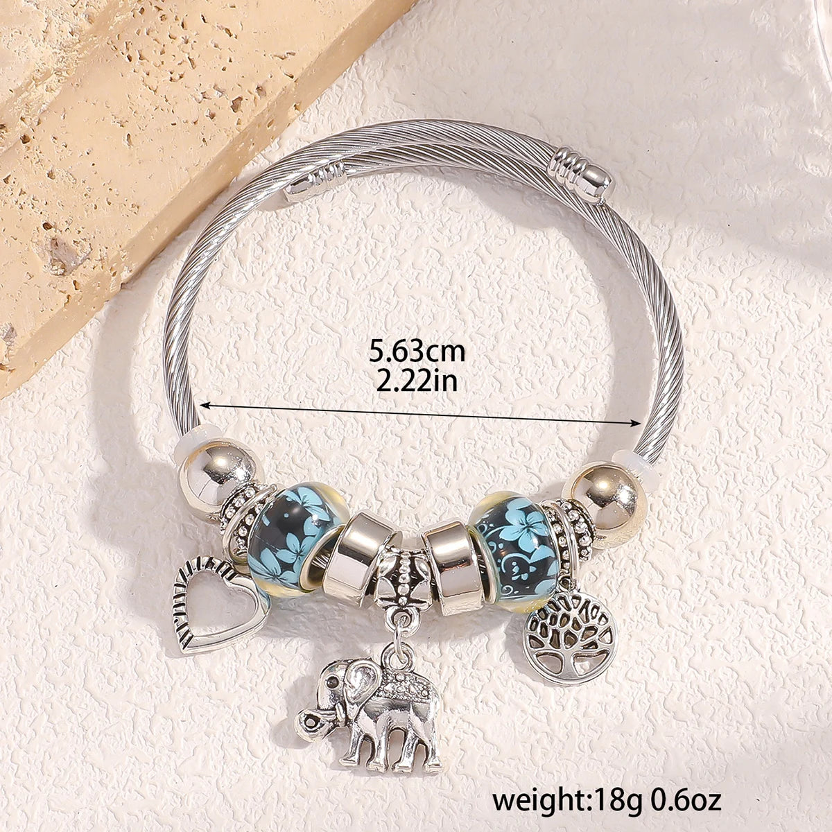 1 Pulseira feminina estilo família elefante pêssego coração árvore da vida pingente liga pulseira viagem ao ar livre banquete festa festival presente