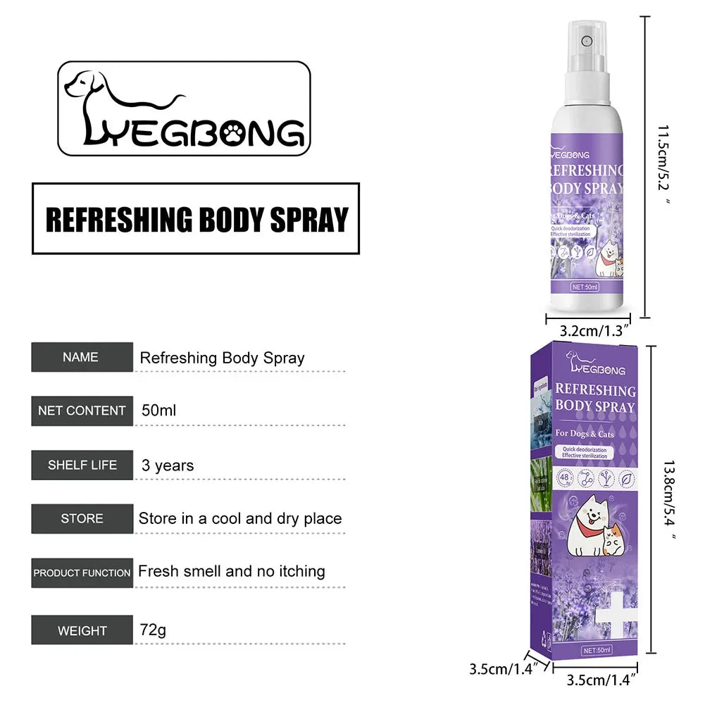 Spray desodorizante de óleo de lavanda para cães, spray desodorizante de longa duração para cães, filhotes, gatos, cães, para remover odores desagradáveis, refrescar o ar