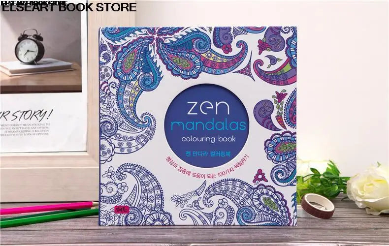 Livro de pintura colorida de mandalas zen, terapia de descompressão para adultos, descompressão psicológica, pintura de grafite, capa dura, 141 unidades