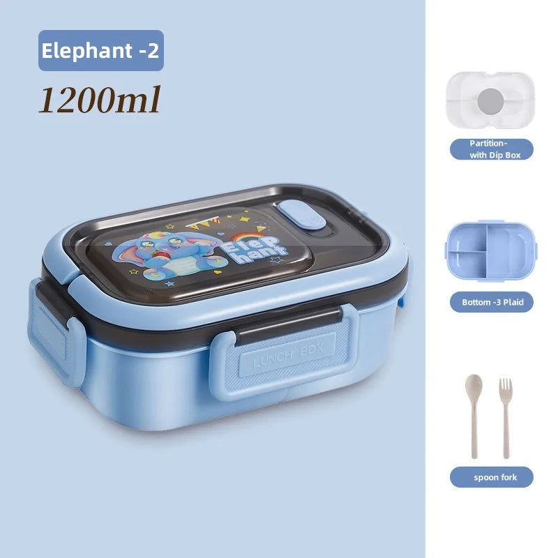 Lancheira de camada dupla 1200ml, compartimento portátil, caixa de alimentos para frutas, salada, micro-ondas, garfo e colher, caixa de piquenique para alimentos frescos