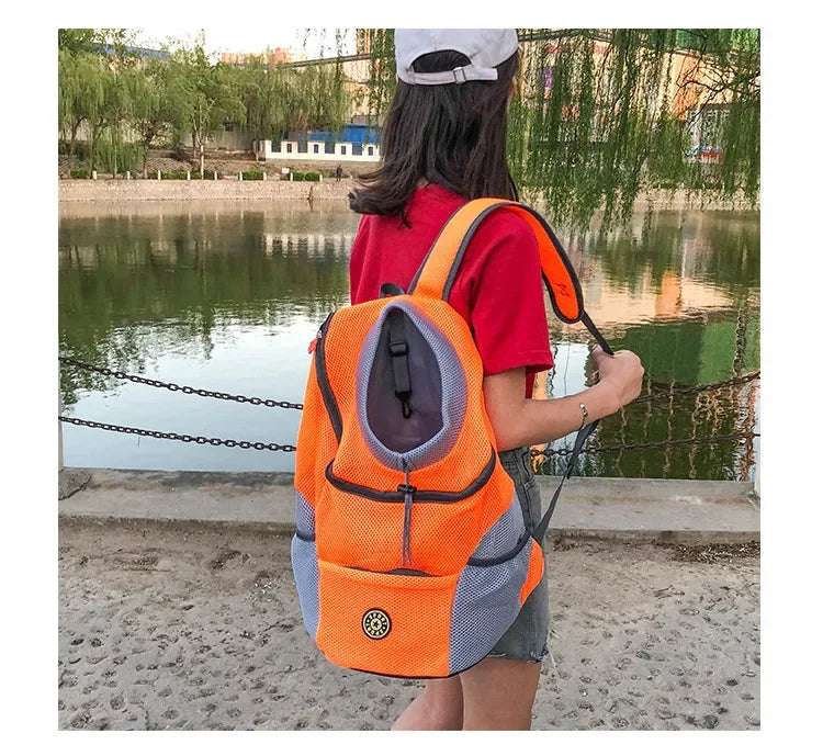 Nova mochila de viagem portátil com dois ombros, bolsa para transporte de cães de estimação, bolsa frontal de malha