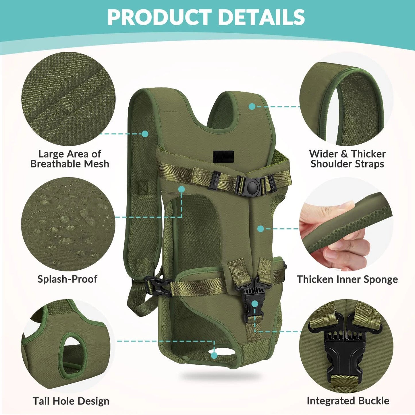Mochilas de transporte frontal para animais de estimação, mochilas ajustáveis com mãos livres para cães de pequeno e médio porte, respiráveis e para gatos, bolsas de transporte para viagens ao ar livre