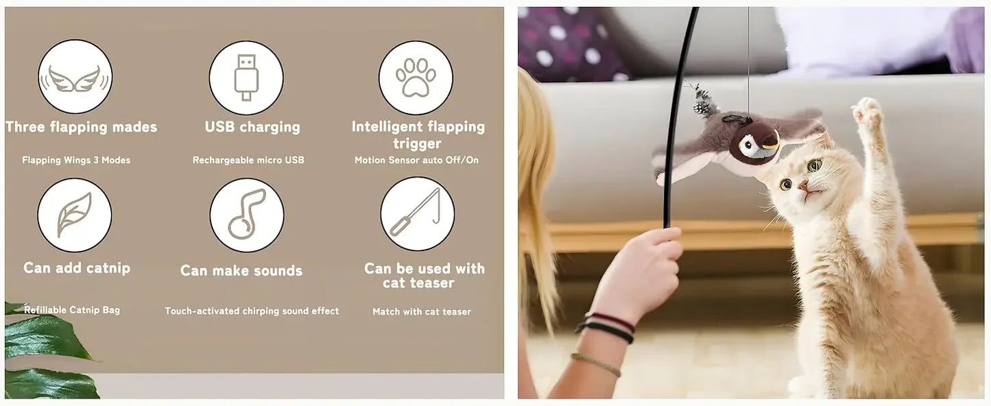 Bola automática para provocar gatos com movimento automático e cauda falsa, brinquedo interativo com sensor inteligente recarregável para gatos em ambientes internos