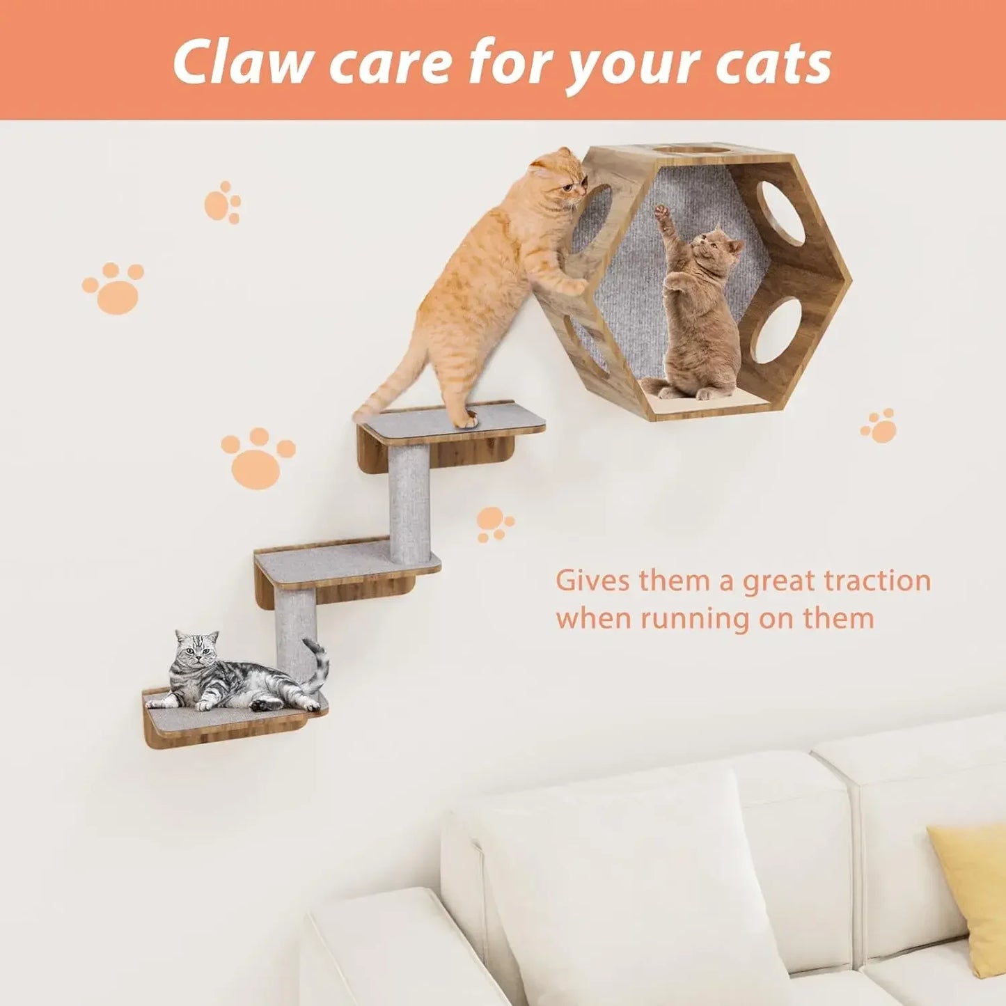 Tapete arranhador para gatos, tapete autoadesivo e aparável, poste arranhador para gatos, carpete para proteção de sofás e móveis anti-arranhões