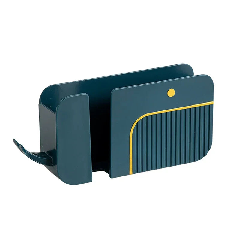 Caixa de armazenamento de controle remoto de celular 2 em 1 montada na parede, suporte de armazenamento multifuncional sem impactos, suporte de armazenamento de detritos de parede