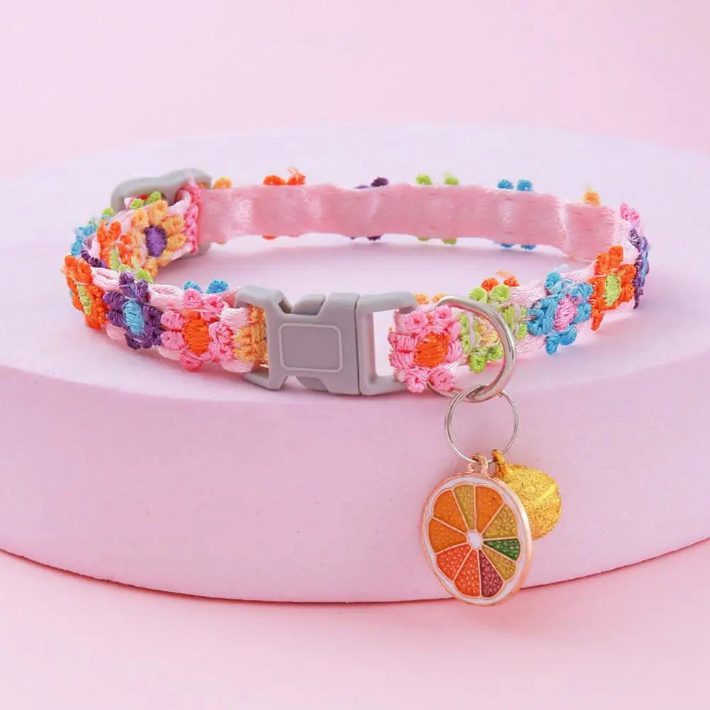 Pet Collar With Bell Cartoon Footprint Colorful Dog Puppy Kitten Collar Adjustable Safety Bell Ring Necklace Pet Accessories