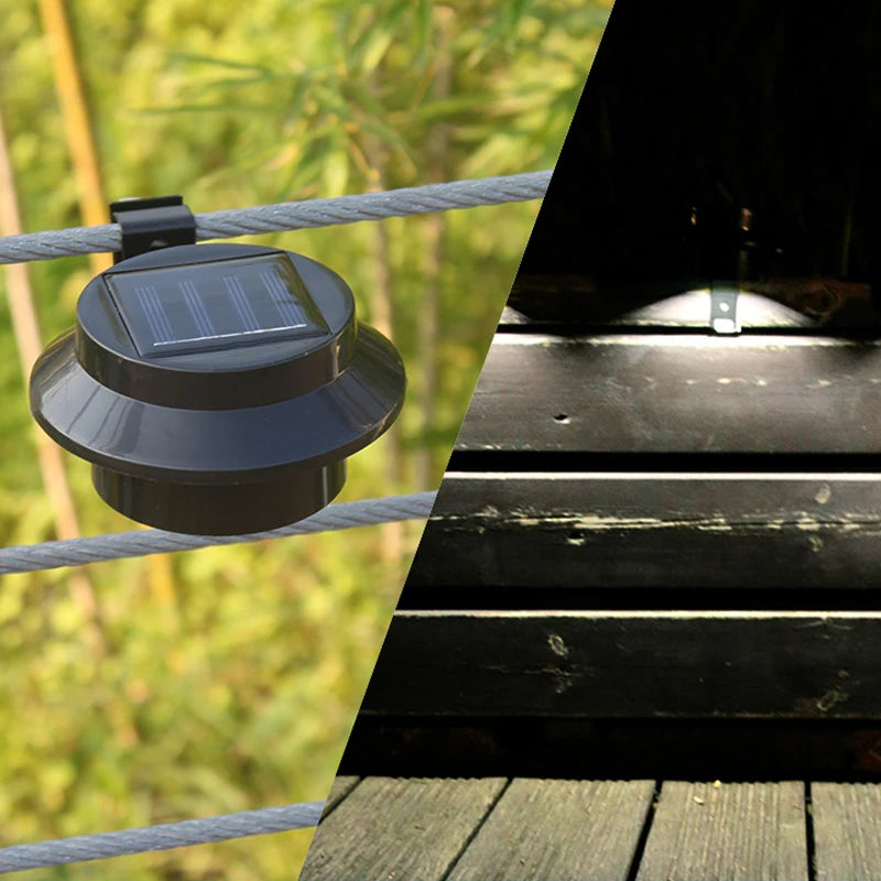 Luminária de parede à prova d'água com energia solar 3LED para calha, luz noturna branca e quente para cerca, caminho de jardim, luminária LED decorativa para acampamento