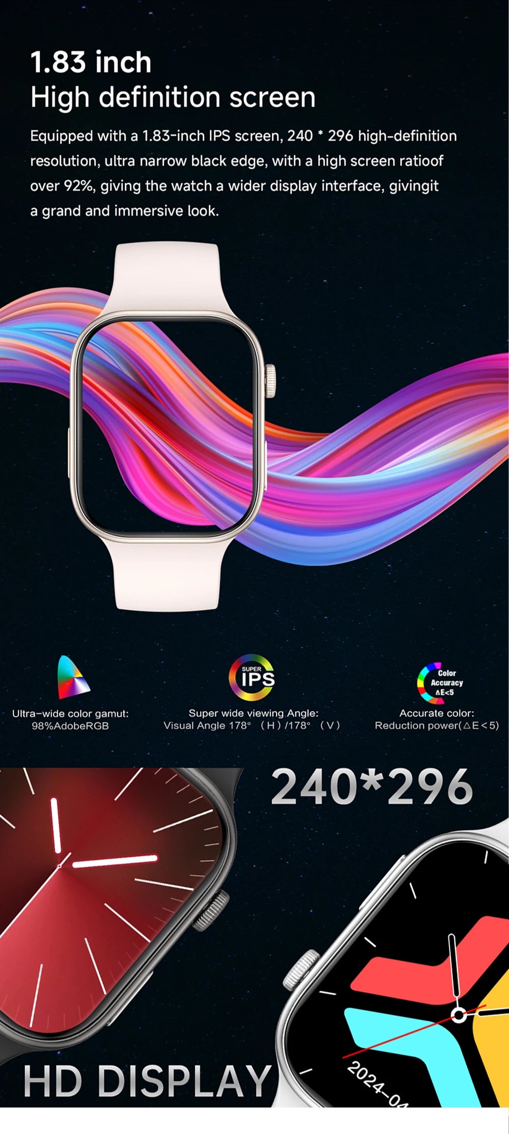 Relógio inteligente 2025 com tela HD de 1,83" e chamada Bluetooth, monitoramento de frequência cardíaca, mais de 120 modos esportivos, à prova d'água para homens e mulheres, relógio inteligente para presente