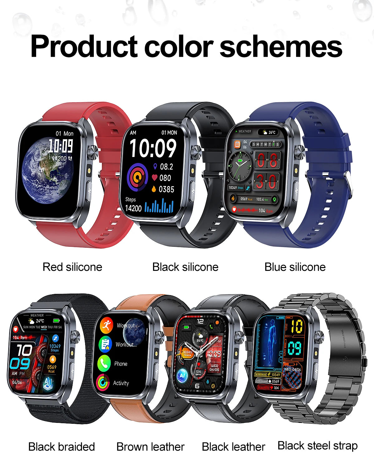 Novo relógio inteligente masculino 2025, pressão arterial, saúde, oxigênio no sangue, ácido úrico, lipídios, rastreador de fitness, relógios Bluetooth, chamada, ECG, smartwatch