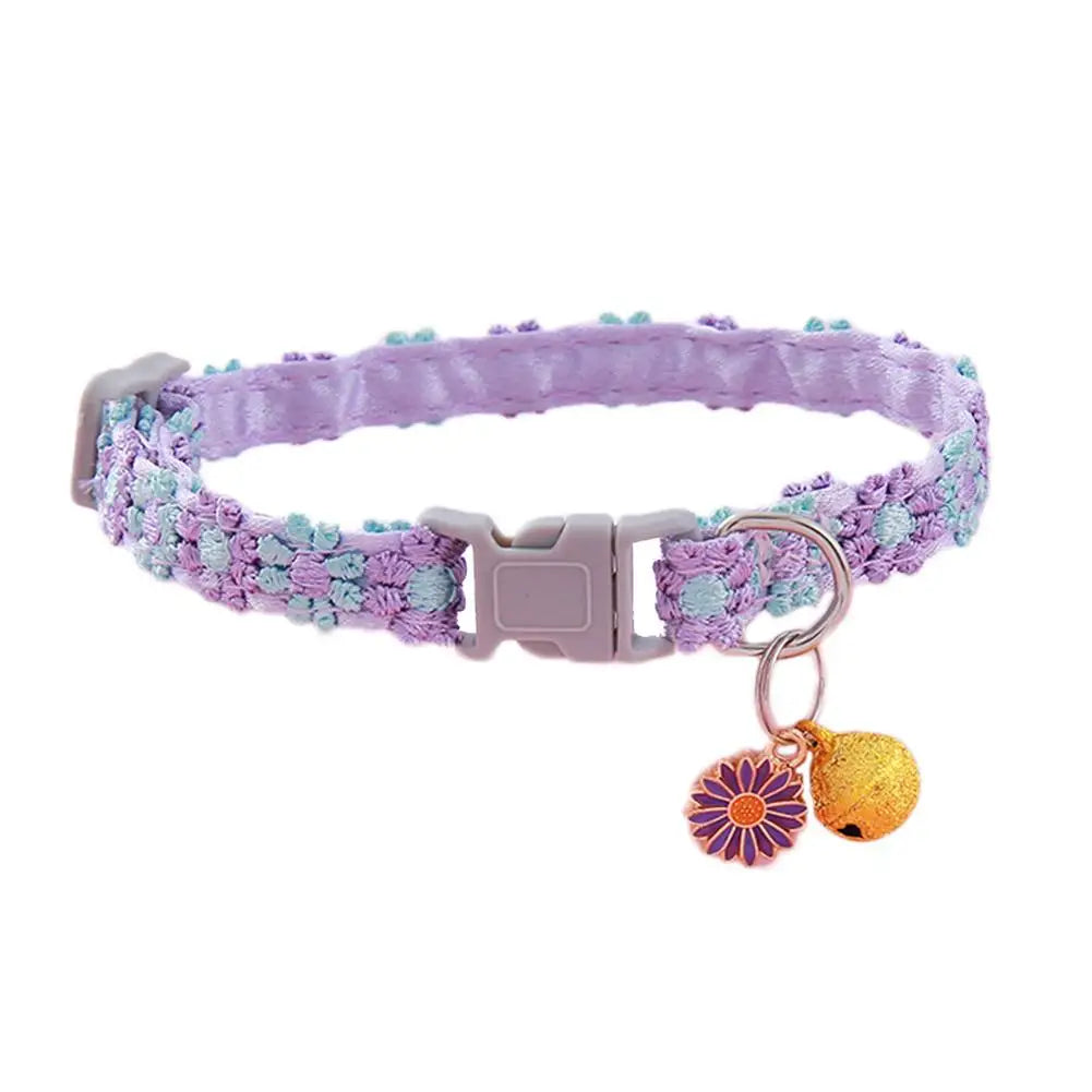Pet Collar Adjustable Colorful Lace Flower Cat Collar Puppy Accessory Necklace Pet Collar Kitten Cute Dog Bell Cat Product