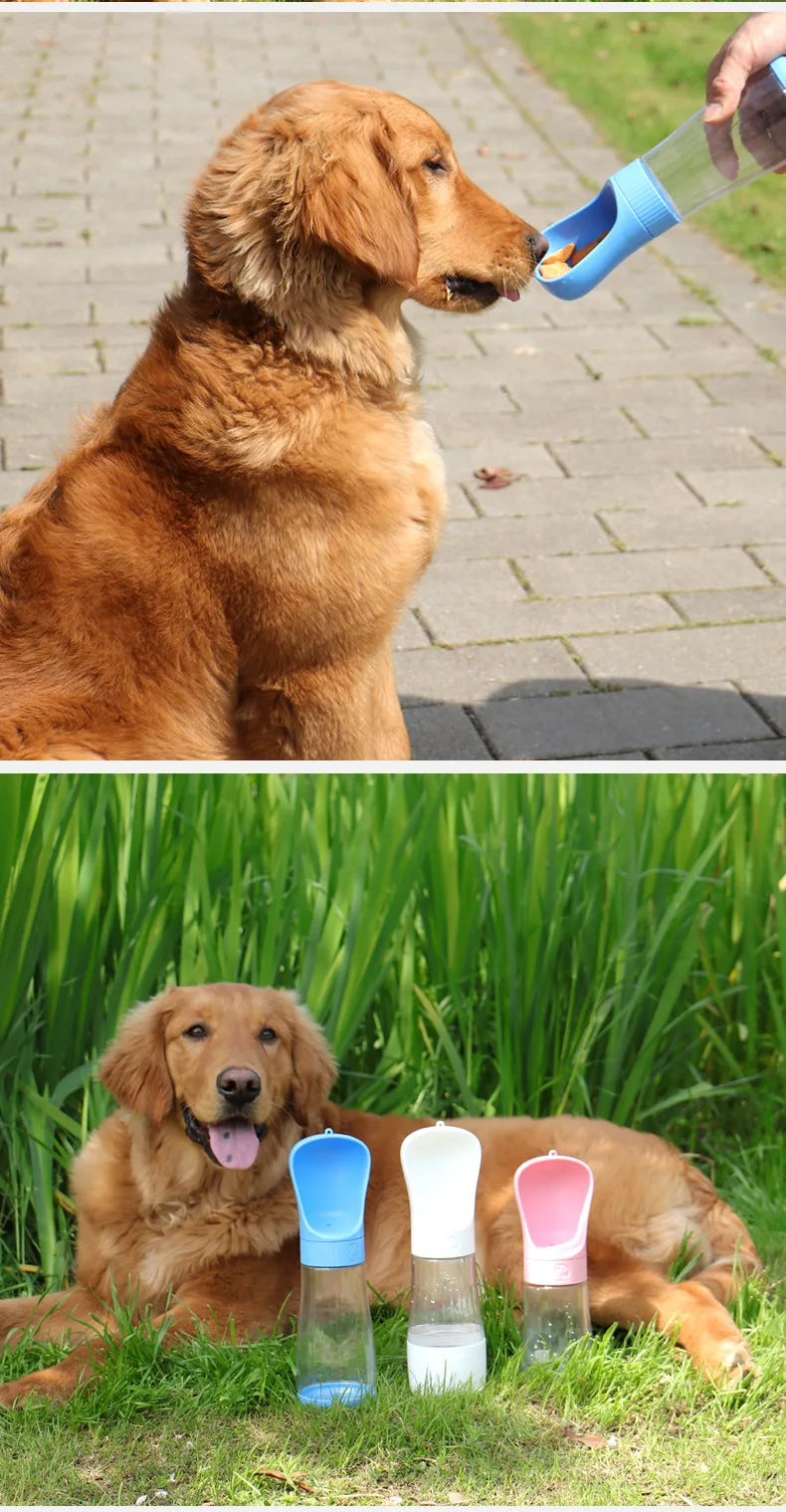 Garrafa de água para animais de estimação, chaleira para cães, fornecimento de água para áreas externas, garrafa portátil para água e comida, copo de água para áreas externas, dispensador de água