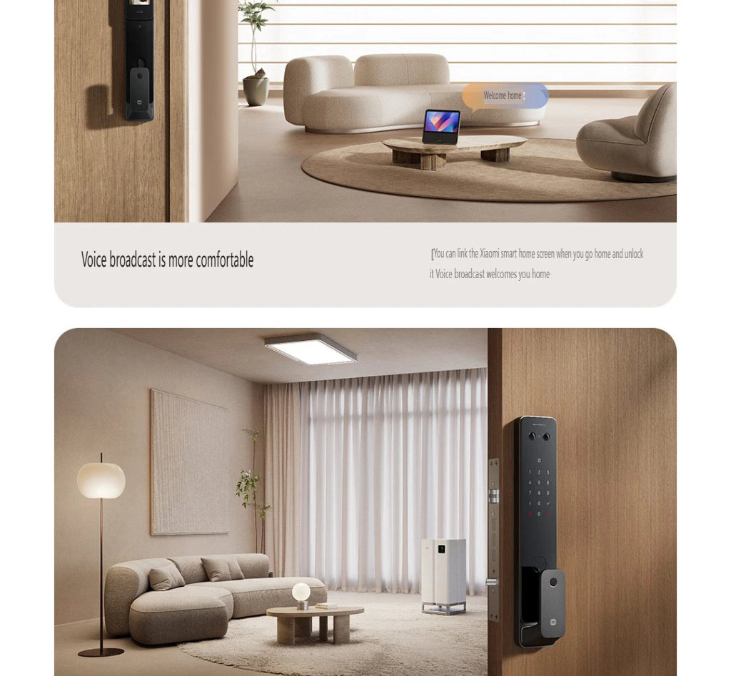 Fechadura inteligente Xiaomi 2025 com tela olho de gato, impressão digital, Bluetooth, NFC, para MiHome, fechadura push-pull com câmera