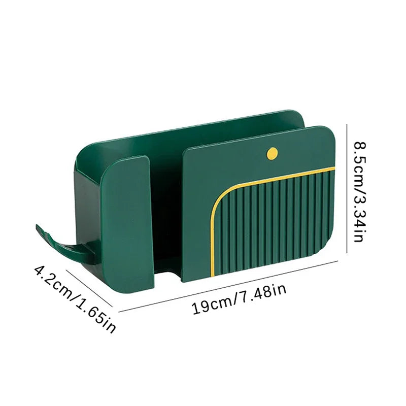 Caixa de armazenamento de controle remoto de celular 2 em 1 montada na parede, suporte de armazenamento multifuncional sem impactos, suporte de armazenamento de detritos de parede
