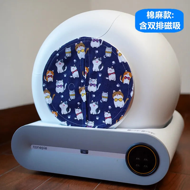Tonepie Automatic cat litter box compatible handmade door curtain with magnet