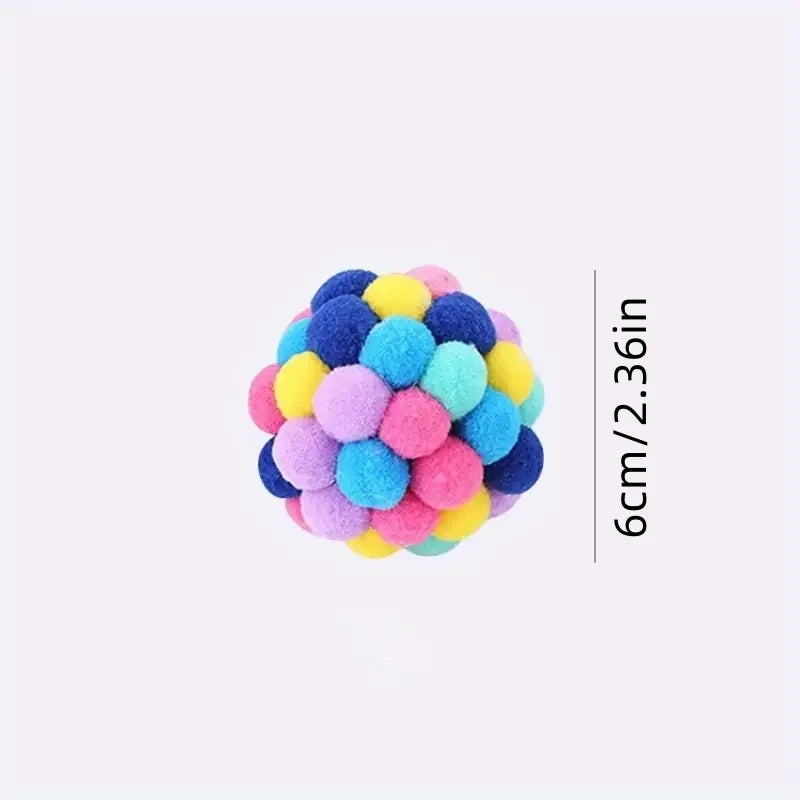 1/3 peças brinquedos para gatos bola de pelúcia para gatos brinquedo para animais de estimação bola elástica de sino bola auto-oi bola brincando bola de lã colorida para gatos