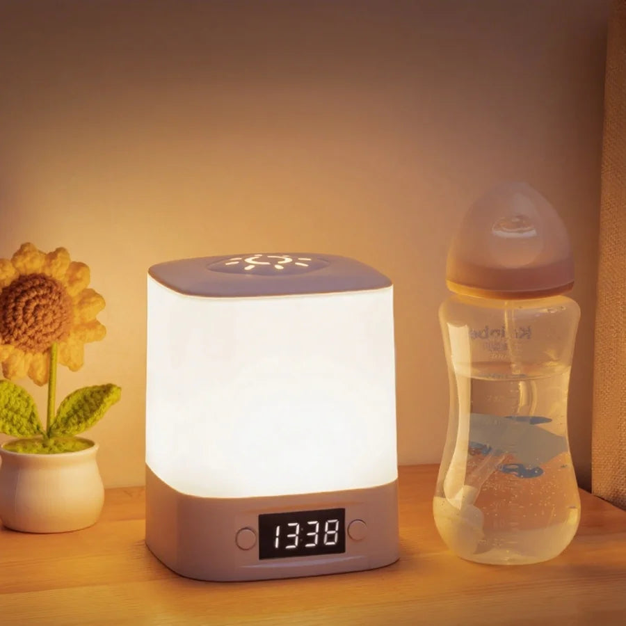 Lâmpada noturna LED com controle remoto e display de hora ou sem proteção para os olhos, lâmpada de leitura, luz noturna de cabeceira recarregável